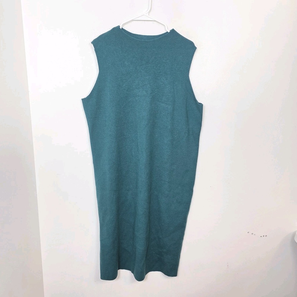 Universal Standard Teal Knit Sleeveless Quiet Luxury Sweater Midi Dress Size M